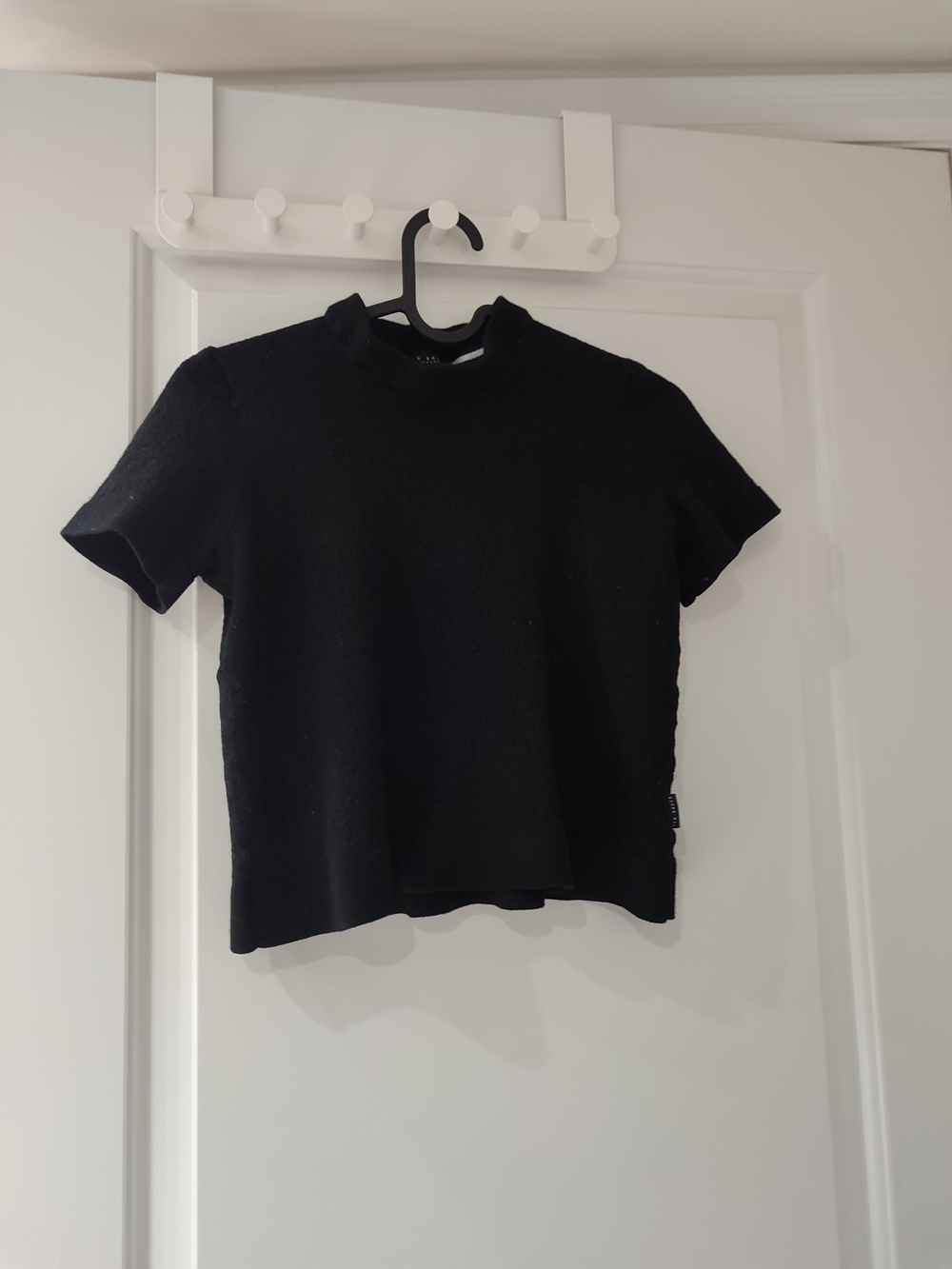 Black Short-Sleeve Knit Top by Ted Baker